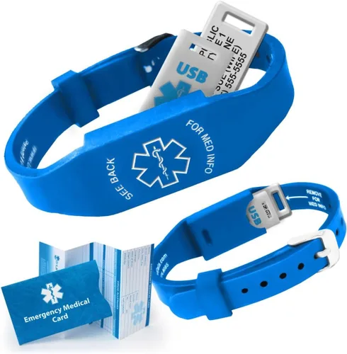 Miniatura 13 de Pulsera Elite II USB Plus de alerta médica. Pulsera de identificación con memoria USB impermeable de 2 GB, grabado personalizado de 10 líneas