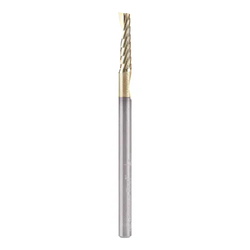 Miniatura 18 de Amana Tool CNC de carburo sólido espiral O flauta arriba-corte, broca de aluminio de corte de enrutador, recubierto de ZrN, 51470-Z, 1/16 D x 1/4 CH