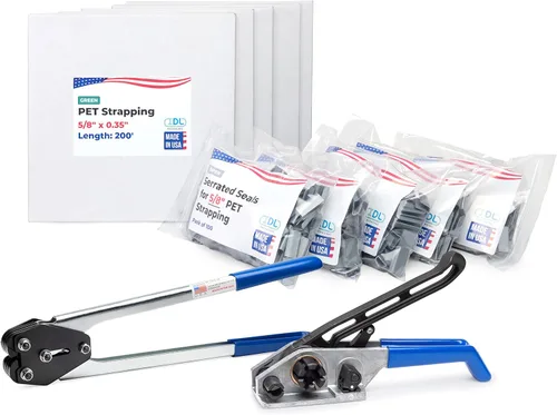 Miniatura 16 de IDL Packaging - PET-B-58-D Kit de flejado de poliéster de 5/8", estándar con dispensador - Todo lo que necesitas para atar un palet