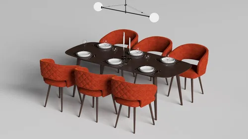 Miniatura 8 de Ottomanson Juego de 2 sillas de comedor, color naranja Palermos Palermos Naranja Con Patas De Madera