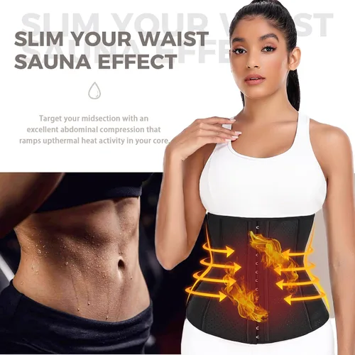 Miniatura 3 de YADIFEN Waist Trainer for Women,Zipper Corset Body Shaper for Tummy Control Neoprene Cincher Sweat Sauna Vest Tank Top Látex negro transpirable