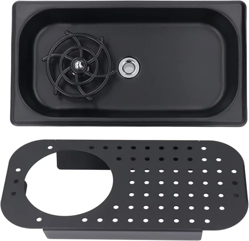 Miniatura 6 de Enjuagadora de jarra con rotación de 360 grados, enjuague de vidrio para fregadero de cocina, arandela de vasos de acero inoxidable con bandeja