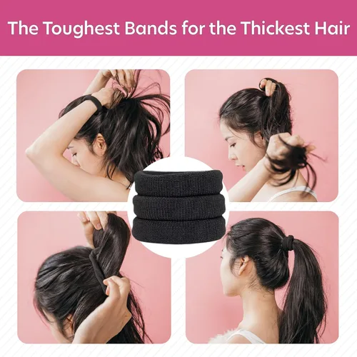 Miniatura 2 de Burlybands Lazos Grandes para Cabello para Cabello Grueso, Pesado o Rizado - Antideslizantes, Sin Daño, Coleteros Sin Costuras para Cola de Caballo