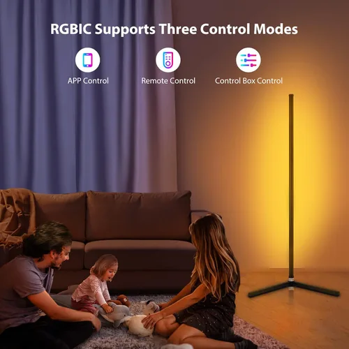 Miniatura 7 de WISIMMALL Lámpara de Pie de Esquina RGB, Aplicación Bluetooth y Control Remoto, Sincronización de Música, Lámpara de Pie LED Moderna para Sala de 1