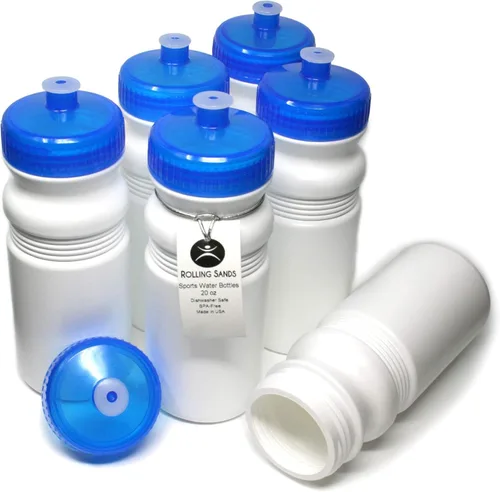 Miniatura 22 de Rolling Sands Botellas de Agua Deportivas de 20 Onzas Fabricadas en Estados Unidos - Paquete de 6 Botellas Deportivas en Blanco sin BPA para Equipos