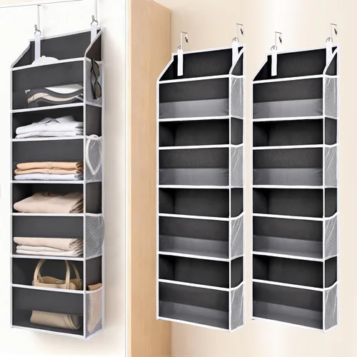 Miniatura 23 de ULG Organizador para colgar sobre la puerta, 5 niveles extra grande con 10 bolsillos de malla, capacidad de 100 libras, organizador de puerta Beige