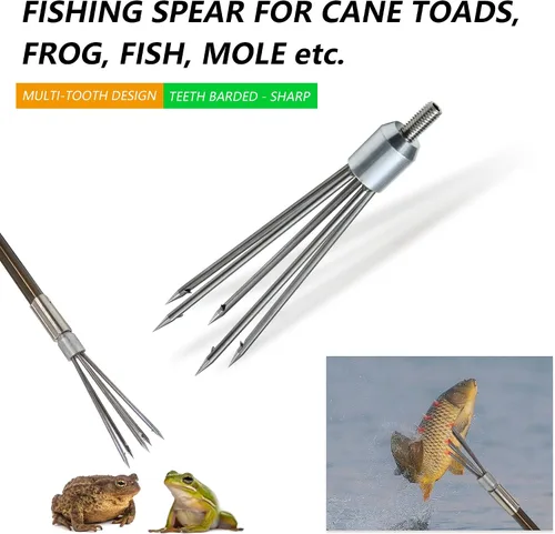 Miniatura 4 de Dutiplus Arpón de pesca, lanza, gaff, tenedor, gancho para rana, sapo, bastón, ranas toro, platija, pez, topo, herramienta de captura de trampas