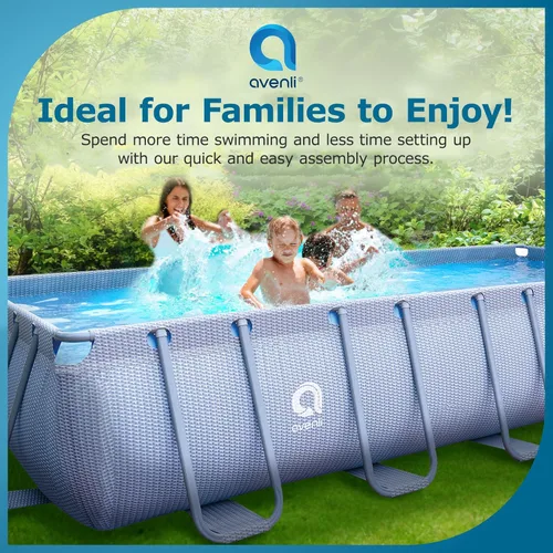 Miniatura 3 de jLeisure Avenli LamTech - Piscina rectangular sobre el suelo con marco de acero de 18 pies x 39.5 pulgadas, con soporte de pared con marco en U, Gris