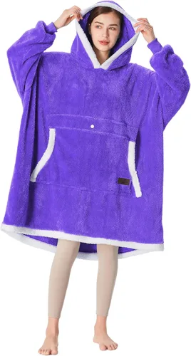 Miniatura 61 de Catalonia Sudadera extragrande tipo manta con capucha, sudadera de sherpa portátil para adultos, hombres y mujeres