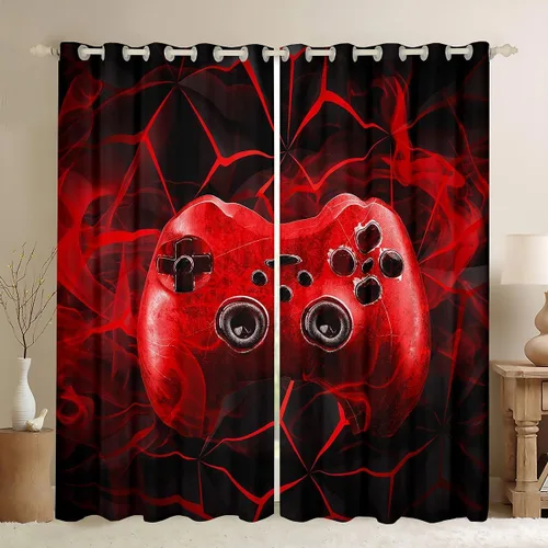 Cortinas de videojuegos para niños, para dormitorio, sala de estar, gamepad para ventana, para niños, adolescentes, jugadores, ventanas,