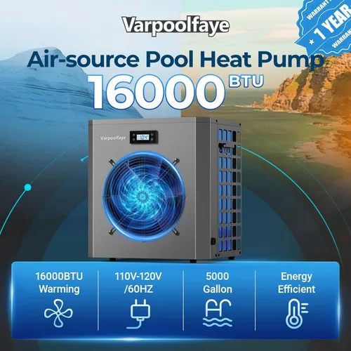 Miniatura 2 de bomba de calor para piscina de 16000 BTU, calentador eléctrico para piscina de 5000 galones, para uso sobre el nivel del suelo y enterrado, control