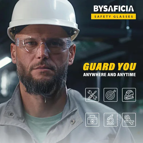 Miniatura 4 de Gafas de seguridad transparentes a granel paquete de 24, protección UV y lentes resistentes a los impactos, gafas de seguridad para hombres