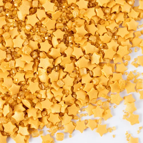 Miniatura 9 de Gránulos dorados para decoración de pasteles, perlas blancas, azúcar, chispas metálicas, cupcakes, galletas, coberturas de helado, 4.23 onzas, Oro