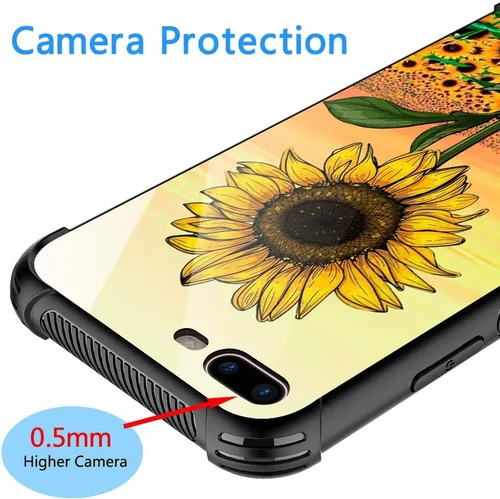 Miniatura 5 de ZHEGAILIAN Funda para iPhone 7/8 Plus, protección de grado militar, esquinas a prueba de golpes, funda antiarañazos para iPhone 7/8 Plus, girasol