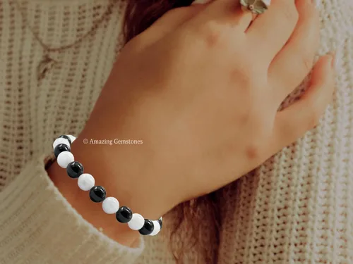Miniatura 617 de Amazing Gemstone Pulsera de cristal para mujeres y hombres, pulsera de cristal curativo de protección, pulsera elástica con cuentas de piedras