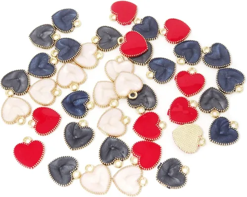 Miniatura 11 de Honbay 40 piezas de encantos de aleación de esmalte colgante encantos delicados lindos en forma de corazón de amor colgantes del día de San Valentín
