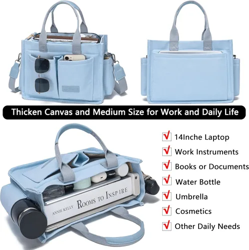 Miniatura 4 de Bolso de lona para mujer, bolsos cruzados para mujer, bolsos de trabajo para computadora portátil, bolso grande de mano para enfermera o profesora