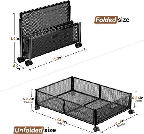 Miniatura 2 de PHINOX Almacenamiento debajo de la cama con ruedas, contenedores de almacenamiento debajo de la cama, actualización de alambre de hierro cruzado
