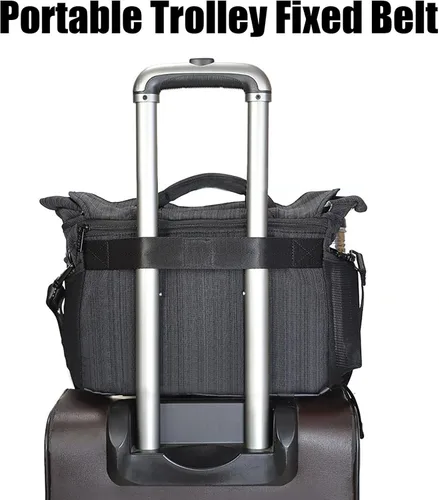 Miniatura 8 de CADeN Bolsa de hombro para cámara con compartimento para portátil de 14 pulgadas, soporte para trípode, compatible con Nikon, Canon, Sony, cámaras