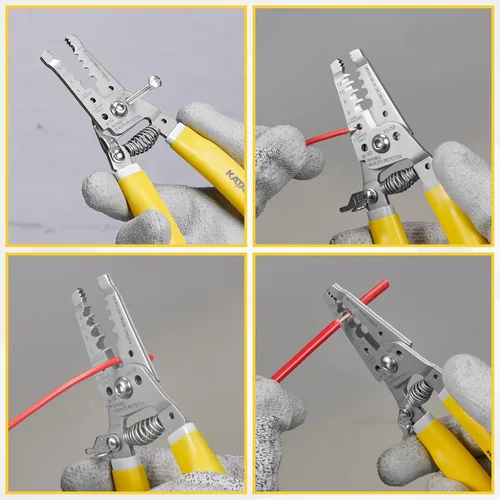 Miniatura 9 de KATA Pelacables de 7 pulgadas, cortador de alambre, herramienta de pelado/corte para alambre trenzado de 6-12 AWG y corte de 8-32 tornillos