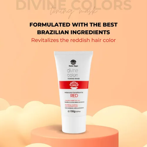 Miniatura 7 de Pérola Negra Divine Colors - Máscara tonificante roja, intensifica el color del cabello rojizo, acción revitalizante, nutritiva y antioxidante, 5.29