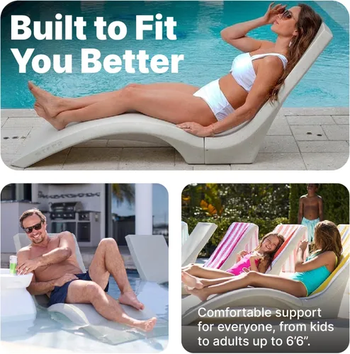 Miniatura 6 de Step2 Vero Pool Lounger, in-Pool Chaise Lounge Chair for Tanning Ledges up to 12 in, Outdoor Patio Chair, Weighted, Grey w/Speck