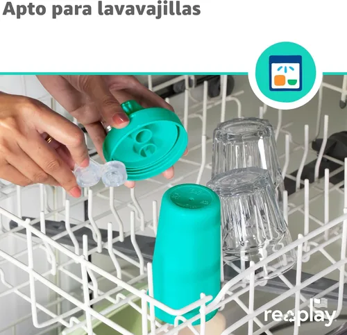 Miniatura 7 de Re-Play - Vasos con tapa y boquilla de 10 oz., hechos en EE.UU. para niños pequeños de 1 año en adelante, a prueba de derrames, aptos para Azul