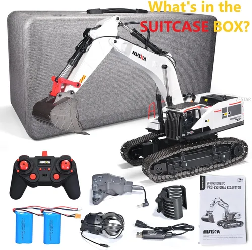 Miniatura 7 de HUINA 1594 Metal RC 1:14 Excavadora de 28 canales Vehículo de construcción Hobby Regalo al aire libre Control remoto Tractor Crawler luces