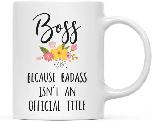 Miniatura 12 de Andaz Press Taza de café de 11 onzas, regalo de broma, tía porque Badass no es un título oficial, gráfico floral, 1 paquete