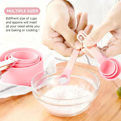 Miniatura 5 de Juego de taza medidora y cuchara medidora, juego de 8 tazas medidoras de líquidos o juego de tazas medidoras en seco, juego de cuchara medidora