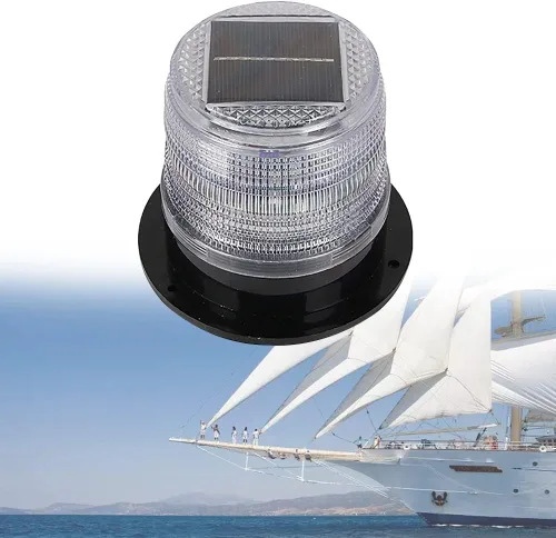 Miniatura 11 de DYK&NX Luz LED de ancla de navegación marina para yate con carga solar, material PC, impermeable y a prueba de polvo para luces de proa y popa