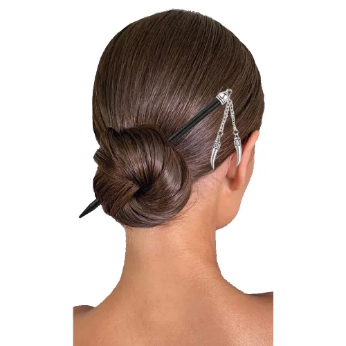 Miniatura 2 de Palos de pelo retro para cabello largo, simples horquillas chinas para mujeres, palillos de moda, accesorios para el cabello (pimienta plateada)