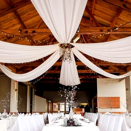 6 paneles de cortinas blancas para techo de boda, cortinas de techo de 5 x 10 pies, cortinas de tela transparente para arco de boda, cortinas de