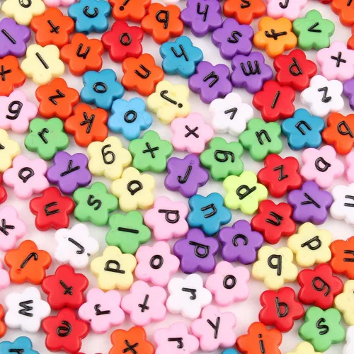 Miniatura 15 de 1200 cuentas de letras negras para pulseras, cuentas redondas de acrílico negro y dorado del alfabeto de 0.157 x 0.276 in para fabricación de joyas