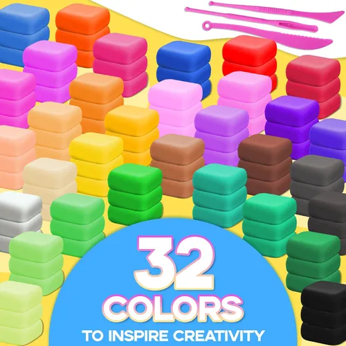 Miniatura 3 de MuseLuxe Air Dry Clay - Paquete de 96 unidades de arcilla para modelar con 3 herramientas de escultura, seguras y no tóxicas, juguetes mágicos de 96