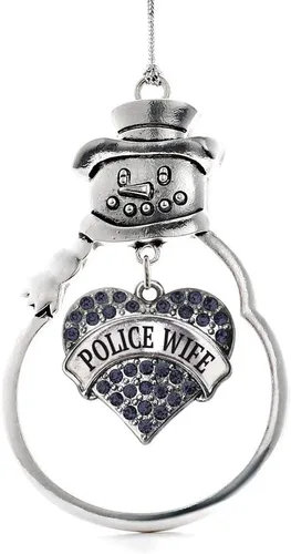 Miniatura 44 de Inspired Silver - Fuerza Aérea - Adorno de Navidad plateado - Adorno de árbol de Navidad con colgante de corazón azul con circonita cúbica