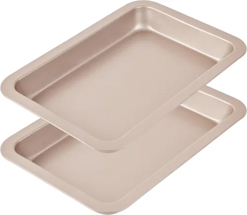 Miniatura 8 de Sartén antiadherente para hornear de 13 pulgadas con rejilla de alambre (1 sartén y 1 estante), antiadherente, rectangular, para horno, barbacoa