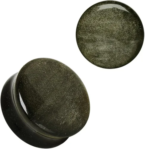 Miniatura 2 de Pierced Owl - Natural Golden Obsidian Stone Saddle Plugs, Sold as a Pair