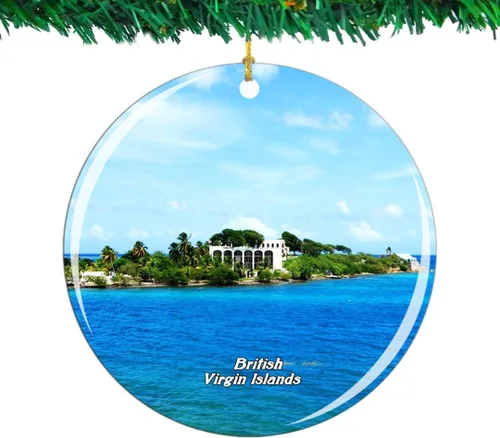 Fort Burt Tortola - Adorno de Navidad de las Islas Vírgenes Británicas, colección de recuerdos de viaje por la ciudad, porcelana de doble cara,