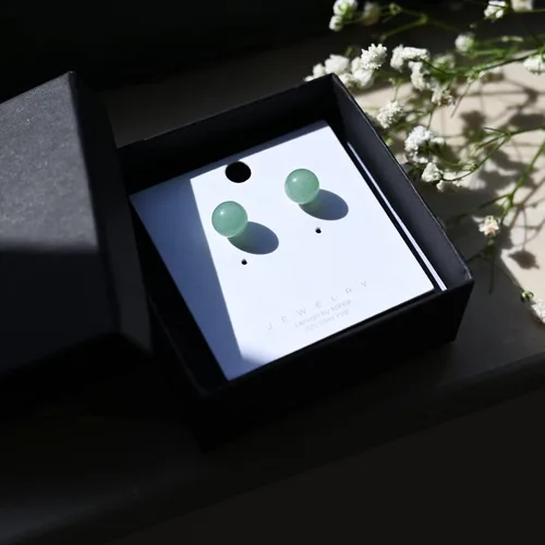 Miniatura 8 de Jade Earrings Studs, Green Jade Earrings for Women, 925 Sterling Silver Stud Earrings for Sensitive Ears, Jade Jewelry for Women & Men