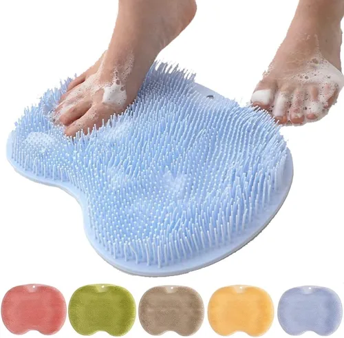 Coloday Alfombrilla de Ducha y Pies de Silicona, Limpiador de Pies de Ducha con Ventosas de Succión de Pared Montadas, 2025 Nueva Almohadilla de