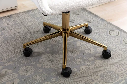 Miniatura 9 de Silla de tocador de piel sintética para oficina en casa con respaldo, altura de maquillaje rodante, color blanco con ruedas, escritorio mullido