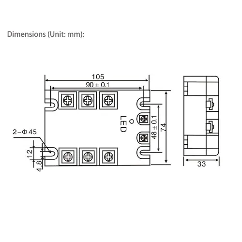 Miniatura 3 de Relé de estado sólido ATO SSR-40DA CC a CA, relé trifásico con indicador LED, entrada 3-32V CC, salida 24-480V CA (40A)