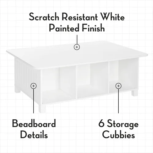 Miniatura 5 de RiverRidge Home RiverRidge - Mesa de actividades, color blanco con cubos de coral
