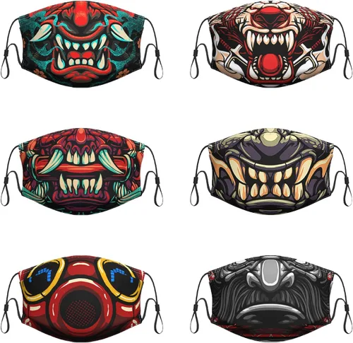 Miniatura 2 de 6 máscaras de moda lavables con aretes ajustables, bandana reutilizable, pasamontañas, universal para hombres y mujeres