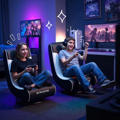 Miniatura 7 de GTPLAYER Silla de Piso para Juegos Plegable Silla Giratoria para Piso para Niños Chicos Cómoda Silla para Videojuegos con 360° Multipropósito