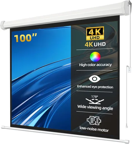 Miniatura 7 de Pantalla de proyector motorizada blanca mate de 120 pulgadas para proyector de tiro largo y estándar, pantalla de cine de ángulo de visión de 178°