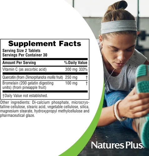 Miniatura 5 de NaturesPlus Quercetina Plus con vitamina C y bromelina - 60 tabletas vegetarianas - Suplemento de alivio de alergias - Apoyo inmunológico