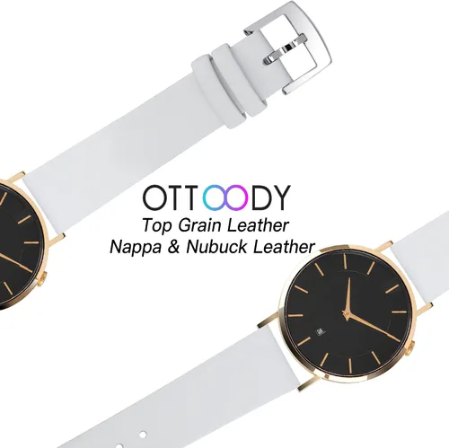 Miniatura 5 de OTTOODY Correas de reloj de cuero de liberación rápida, elegante y ultra suave, correa de reloj de cuero de grano superior para mujeres y hombres
