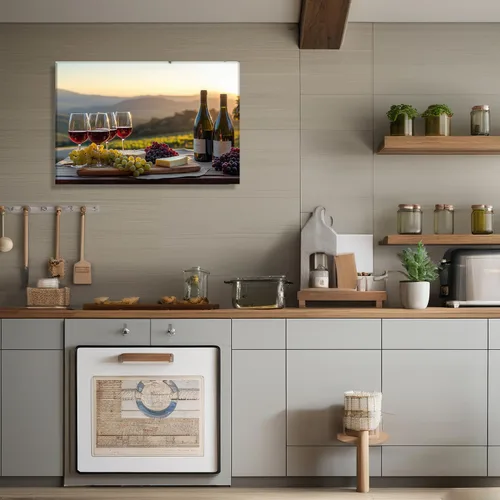 Miniatura 3 de Lienzo decorativo para pared, decoración de cocina, pintura de queso con uvas, obra de arte moderna, paisaje, fotografía, pintura para comedor, Art-1